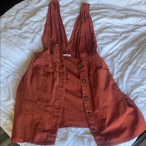 SIENNA SKY DEEP ORANGE BROWN BUTTON-DOWN COVERUP